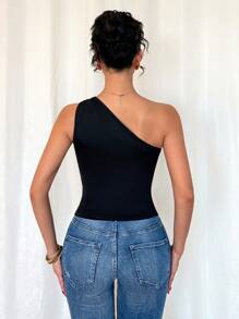 Rafferiza 女式黑色性感金属褶皱无袖紧身衣 - 黑色 - 查看 2