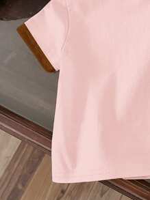 SHEIN 年轻女孩休闲纯色圆领短袖T恤，适合夏季 - 彩色 - 查看 4