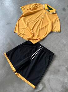 Manfinity Homme Men's Summer Casual Colorblock Polo Shirt And Shorts Set Men 2 Pieces Shorts Set Men 2 Pieces Outfit Men Shorts Set Men Summer Outfit Men Casual Set - Multicolor - View 3