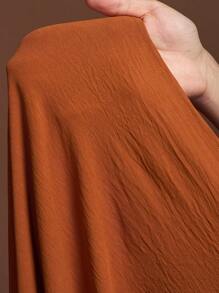 Veslaya Bộ đồ liền thân ống rộng tay ngắn cổ chữ V sâu màu sô cô la phong cách tối giản thanh lịch mới 2025 cho nữ cỡ lớn - Rỉ Nâu - Xem 13