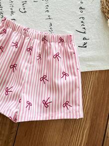 SHEIN LMoss Kids Babygirl 可爱夏日度假花卉印花吊带上衣和松紧腰短裤套装