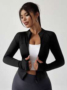 DAZY Damen Taillierte Outdoor Lauf Yoga Langarm Jacke