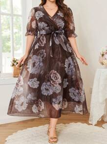 Modelyn Elegant Floral Allover Print Long Dress - Multicolor - View 4