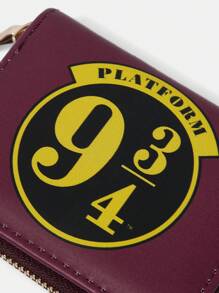 HARRY POTTER X SHEIN 1pc Women Letter & Numeric Print Compact Zipper Wallet - Multicolor - View 3