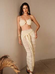 Anewsta Conjunto de bikini minimalista de unicolor y de alta gama para mujer