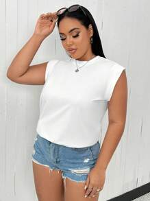 Sunspun Plus Solid Batwing Sleeve Tee - White - View 3