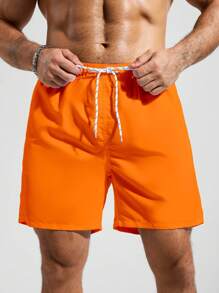 Manfinity Swimmode Men Slant Pockets Drawstring Waist Swim Trunks