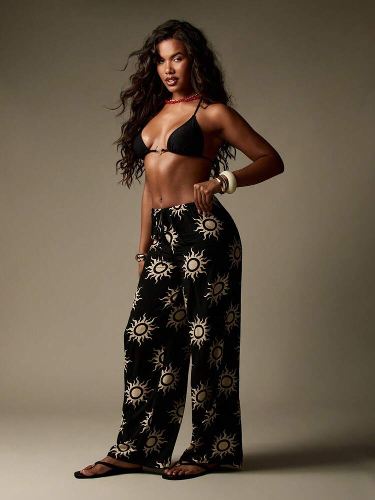 Celestial Print Wide Leg High Waisted Relaxed Fit Pants｜MISSGUIDED