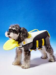 PETSIN Black-Yellow Spring/Summer Pet Life Jacket With Penguin Design, Comfortable, High Buoyancy, Leash Attachment, Adjustable Strap, Pet Swimwear - Multicolor - View 2