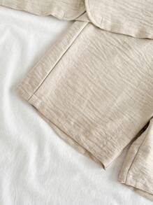 SHEIN Vintaside Kids 2pcs Boys Casual Collared Short Sleeve Blazer & Shorts Set, Versatile Daily Collegiate Style