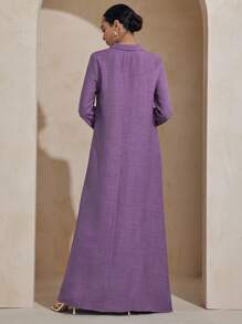 Graceveil Relaxed-Fit Long Sleeve Dress With Collar Applique And Turn-Up Cuffs, Elegant & Casual