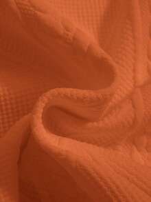 SHEIN 男童纹理布贴圆领卫衣，适合秋冬季女孩穿着的休闲服装 - 橘色 - 查看 5