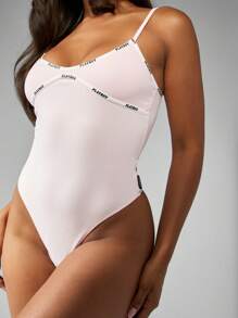 Missguided x Playboy Bộ đồ liền thân không tay in logo cổ điển cho lễ hội mùa hè, trang phục khiêu vũ hòa nhạc, áo liền quần hở vai, trang phục dự tiệc, câu lạc bộ, khiêu vũ một mảnh - Màu Hồng baby - Xem 1