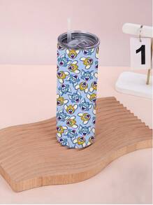 TOM & JERRY X SHEIN Double-Wall Insulated Cup – Large Capacity, Perfect For Home And Travel, Keeping Your Mood Fresh All Day Long - Blue - View 8