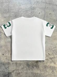 AXEPEAK Áo thun nam cổ tròn tay ngắn in chữ và số thường ngày - màu xanh lá - Xem 2