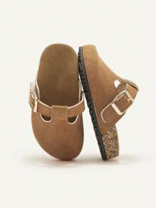 Cozy Pixies 轻便时尚百搭棕色可爱熊图案休闲一脚蹬平底婴儿拖鞋，春夏季 - 棕色 - 查看 10