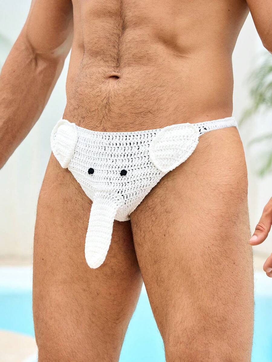 Manfinity Swimmode 男士 3D 象鼻三角内裤 - 白色 - 查看 1