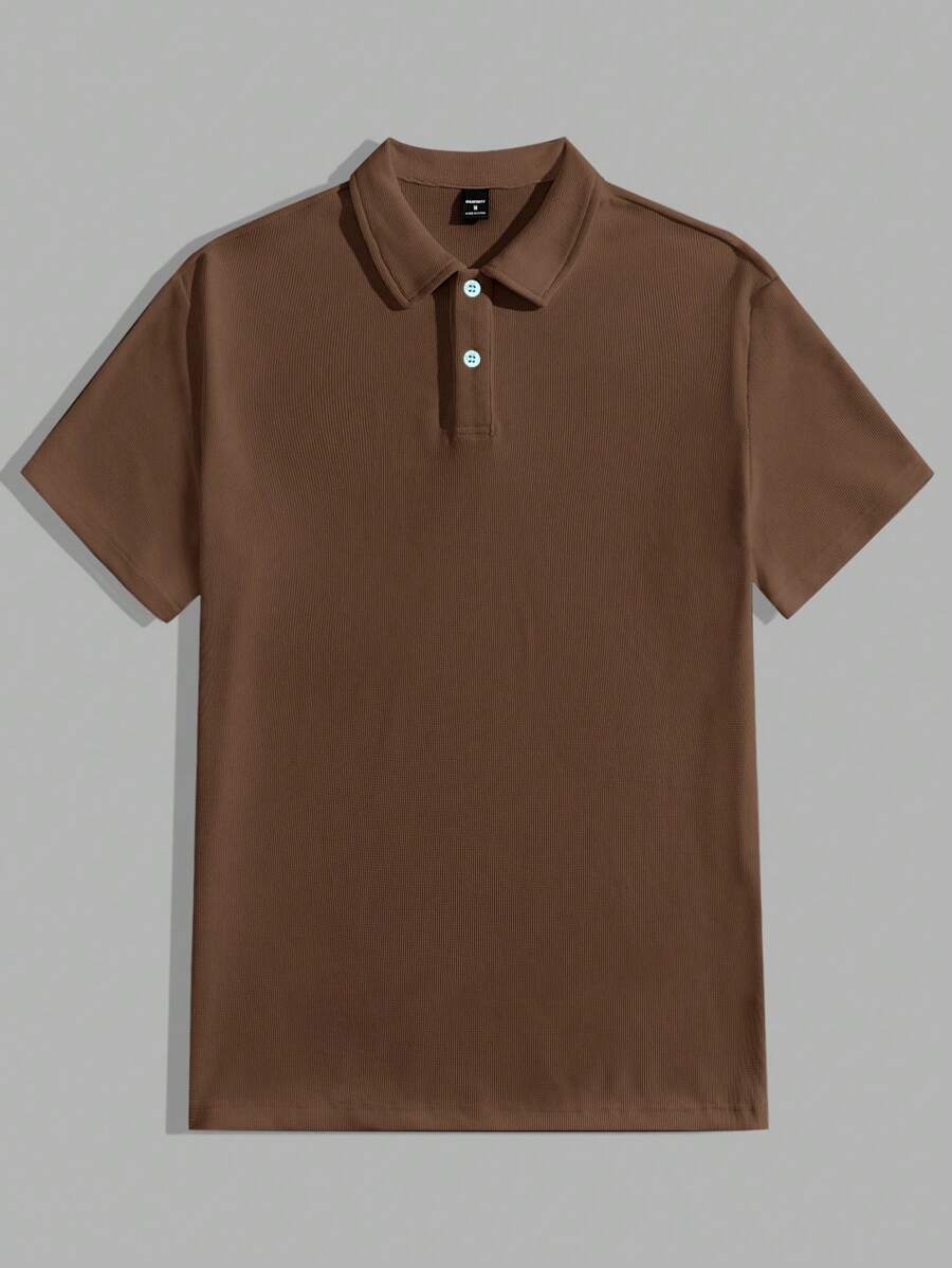 Manfinity VCAY Men's Casual Fitted Regular Shoulder Short Sleeve Polo Shirt - Brown - View 1