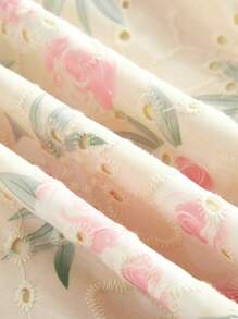 SHEIN MOOSTA Plus Size Women Embroidery Print Sleeveless Casual Vacation Dress