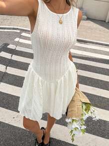 SHEIN Frenchy 女式夏季休闲纯色露背迷你连衣裙 - 杏色 - 查看 5