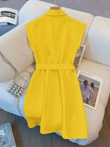 Franclia 纯色休闲都市通勤风格女式中长连衣裙