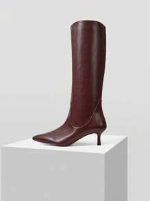 MOTF PREMIUM BOTAS DE TACÓN ALTO CON PUNTERA PUNTIAGUDA Y CREMALLERA HASTA LA RODILLA - Burdeos - Ver 2