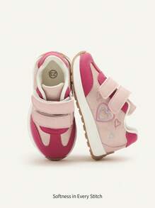 Cozy Pixies 1 Pair Of Girls Fun Cute, Light And Comfortable Fashion Pink Sequined Love Embroidered Children's Sneakers - Rose Gold - View 1