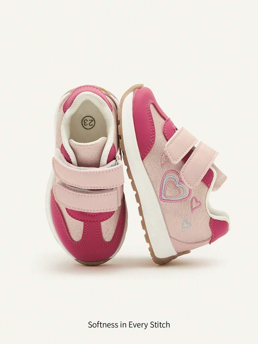 Cozy Pixies 1 Pair Of Girls Fun Cute, Light And Comfortable Fashion Pink Sequined Love Embroidered Children's Sneakers - Rose Gold - View 1