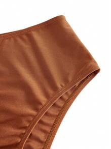 Swim Oasis Women Solid Color Metal Chain Detailed Split Bikini Set Set With Twist Front Skirt