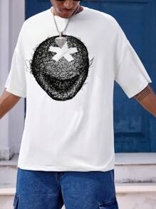 Manfinity Dauomo 男士夏季图案印花圆领短袖休闲 T 恤