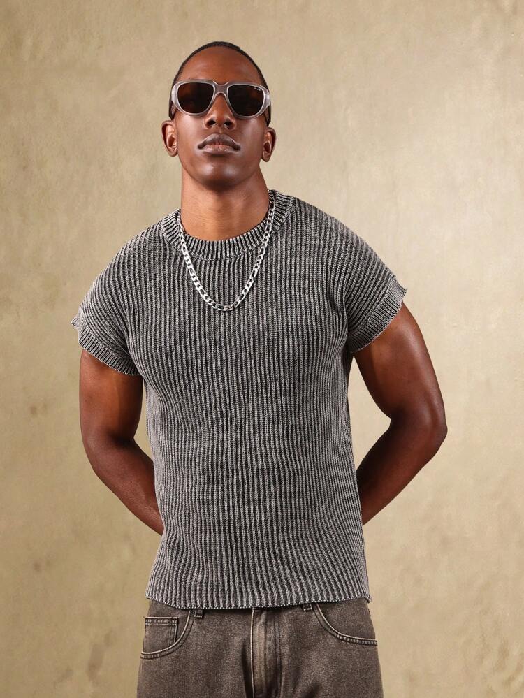 Maglia a coste a maniche corte con taglio attillato