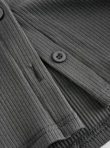 SHEIN MOD 1pc Women's Grey Single-Breasted Turndown Collar Front Tie Elegant Vest