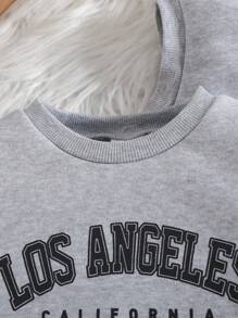 SHEIN 3 Stücke Baby Jungen Mode Coole Grau Weste, Sweatshirt und Hose Set, Buchstaben Muster Dekor, vielseitig für drinnen und Outdoor tragbar Baby Jungen Trainingsanzug, Baby Jungen Streetwear, Baby Jungen Hoodie Set, Baby Jungen Streetwear Herbst Winter - Grau - Übersicht 5