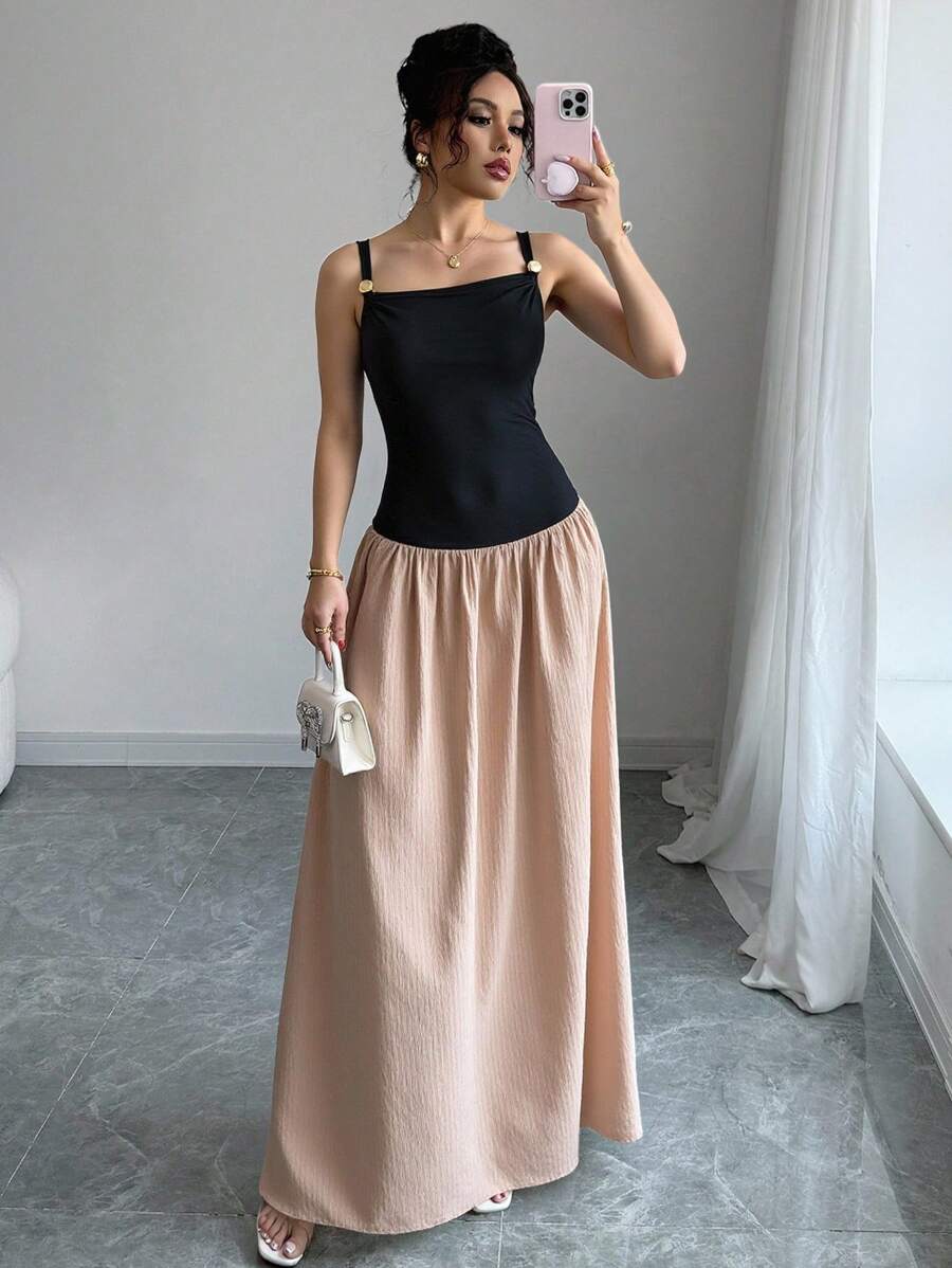 SHEIN Unity 女士优雅拼色修身连衣裙 - 彩色 - 查看 1