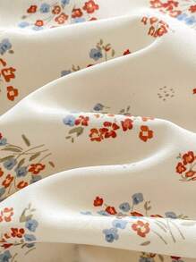 2 件套少女粉色花朵蕾丝花边荷叶边领短袖上衣和短裤睡衣套装 - 粉色 - 查看 3