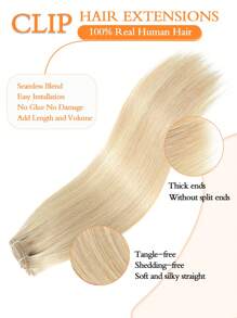 7Pcs Straight Clip In Hair Extensions 14-20" Honey Bleach Blonde Mix Human Hair Extensions Clip In Clip Ins Hair Extensions