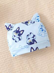 SHEIN 新生儿可爱卡通动物印花长袖连体衣+帽子两件套服装，简约时尚，蓝色 - 藍色 - 查看 4