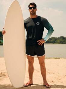 Manfinity VDAYZ Men Ombre Long Sleeve Rashguard, UV Protection Swimwear