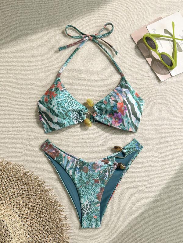 Soleia Costum de baie pentru femei cu imprimeu animal print și model vacanță pe plajă