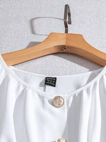 Franclia Elegante camicia a maniche corte che slancia la vita, tinta unita, adatta per l'estate