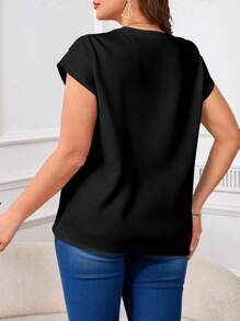 EMERY ROSE 百搭休闲简约大码优雅时尚女式纯色黑色花衬衫适合职业装教师装大码衬衫