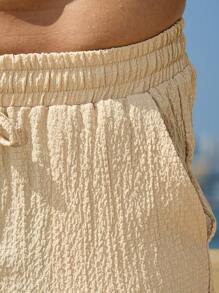 Manfinity RSRT Quần ống côn đơn sắc thắt eo túi đơn giản cho nam - Màu Khaki - Xem 5