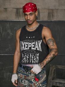 AXEPEAK Men's Streetwear Punk Western Style Top - Black - View 1