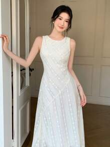Celisse Women's Elegant Lace Patchwork Design Dress, Suitable For Commute, Travel, Daily Wear