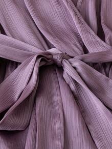 Rometta Plus Size V-Neck Elegant Tie Front Short Sleeve Dress