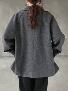FRIFUL 女士常规纯色夹克，秋季女式外套 - 深灰色 - 查看 3