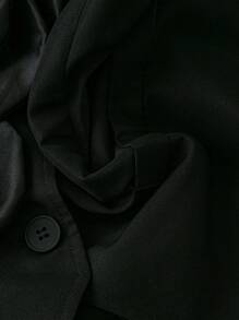 Franclia 大码女式优雅大码花卉装饰无袖背心、薄款西装外套、商务休闲正装、办公室服装 - 黑色 - 查看 5