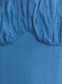 Nöista Fitted Strapless Silhouette Textured Knit Fabric With Ruched Bust And Flared Skirt; Lightweight Breathable Design; Perfect Beach Outfits For Women And Casual Pride Celebration Looks; Versatile Airport Outfit; Summer Essential.