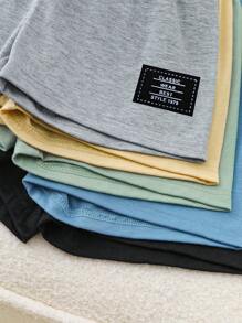 10 Stücke/Set Outfits für Kleine Jungen im Sommer, 5 Farben verfügbar - Grau, Apricot, Schwarz, Grün, Blau, Rundhals Kurzarm Top mit Buchstaben Aufdruck und passende Shorts Sets, minimalistisch & modisch, lässig & vielseitig, Buchstaben Akzente, anliegende Silhouette, geeignet für Outdoor-Spiel, täglichen Lässig-Tragen, Park-Picknicks, Treffen mit Freunden, Geburtstagsfeiern, Fotoanlässe und mehr im heißen Sommer, um die Stilsicherheit und Vitalität des Jungen zu zeigen und ihn zum Mittelpunkt der Menge zu machen und den Sommerspaß zu genießen