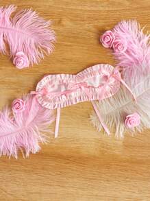 FairyFlirt Coquette Princess Layered Cake Design Satin Eyemask With Ruffle Trim, Bow Accent, Intimate Lingerie Accessories For Women, Pink, For Lolita Party & Everyday Wear
